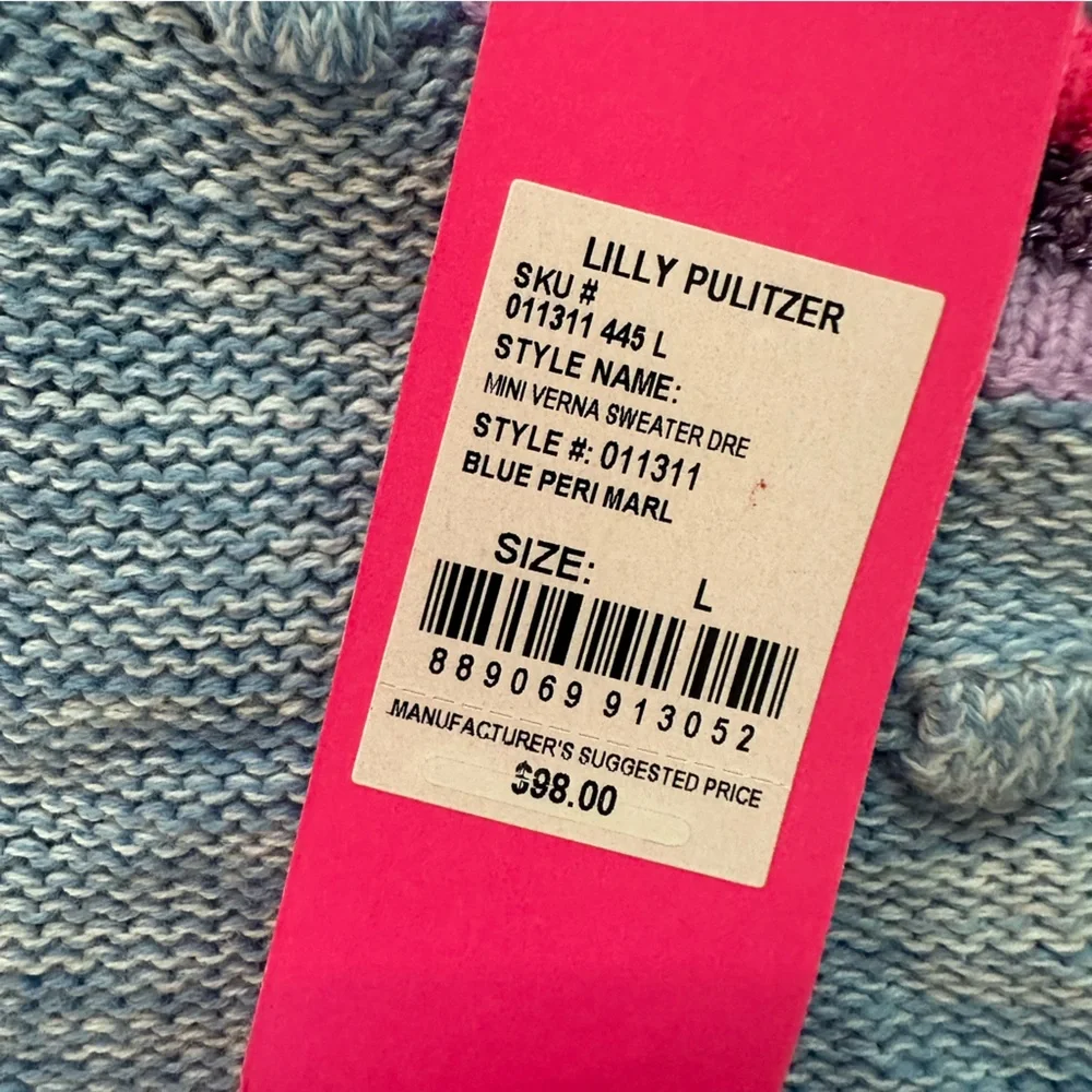 Lilly Pulitzer Mini Verna Blue knit sweater dress NWT Girls L 8/10
